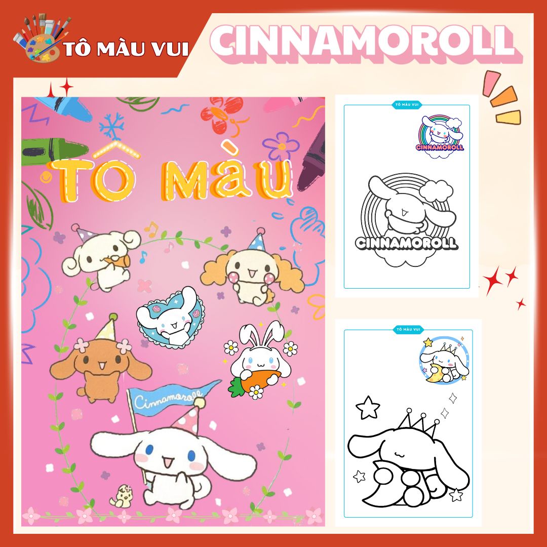 Vở tô màu Cinnamiroll dành cho bé yêu