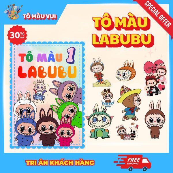 Combo 2 tập tranh tô màu labubu