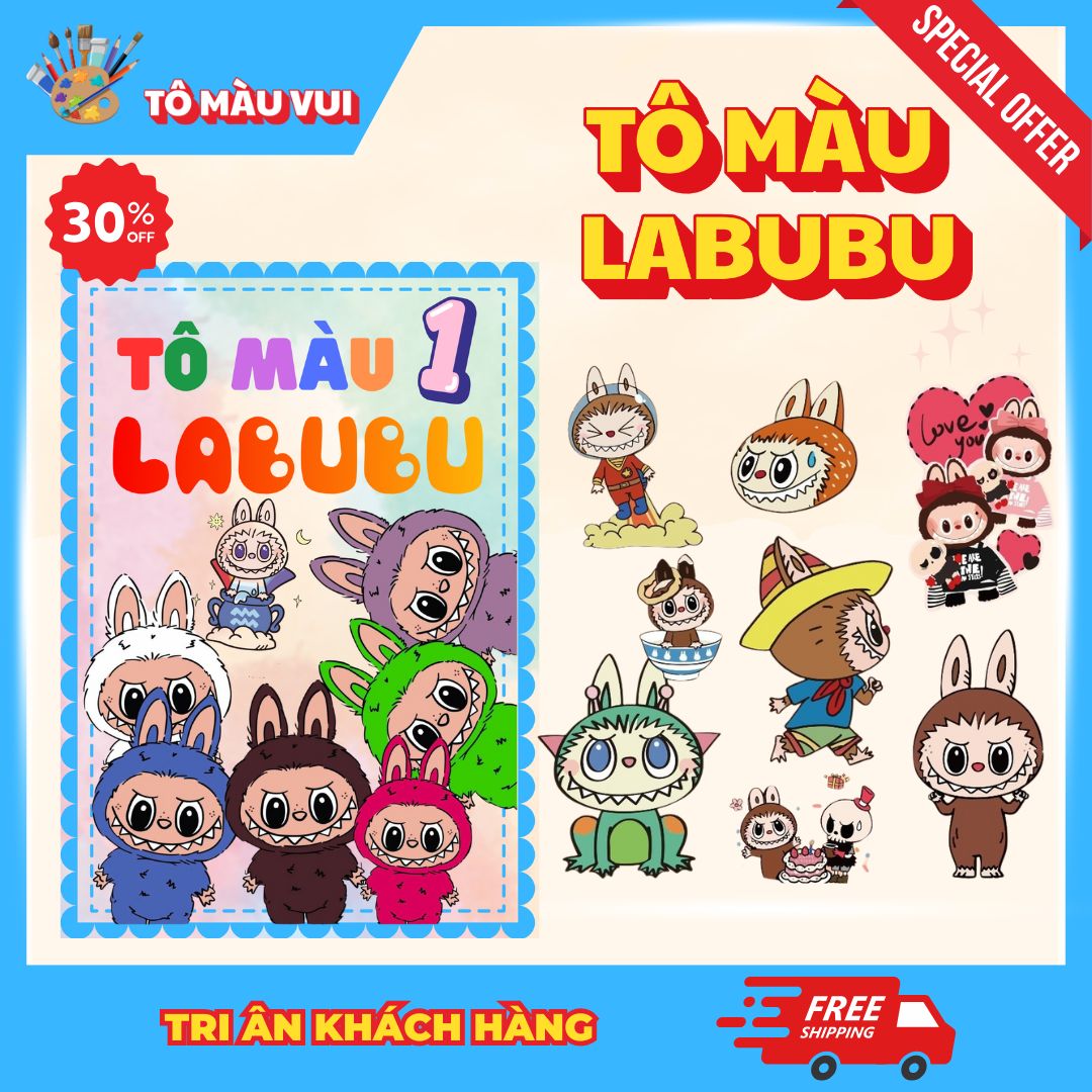 Combo 2 tập tranh tô màu labubu
