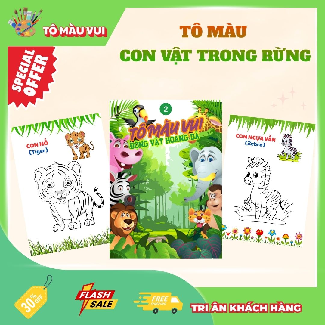Tranh tô màu con vật trong rừng