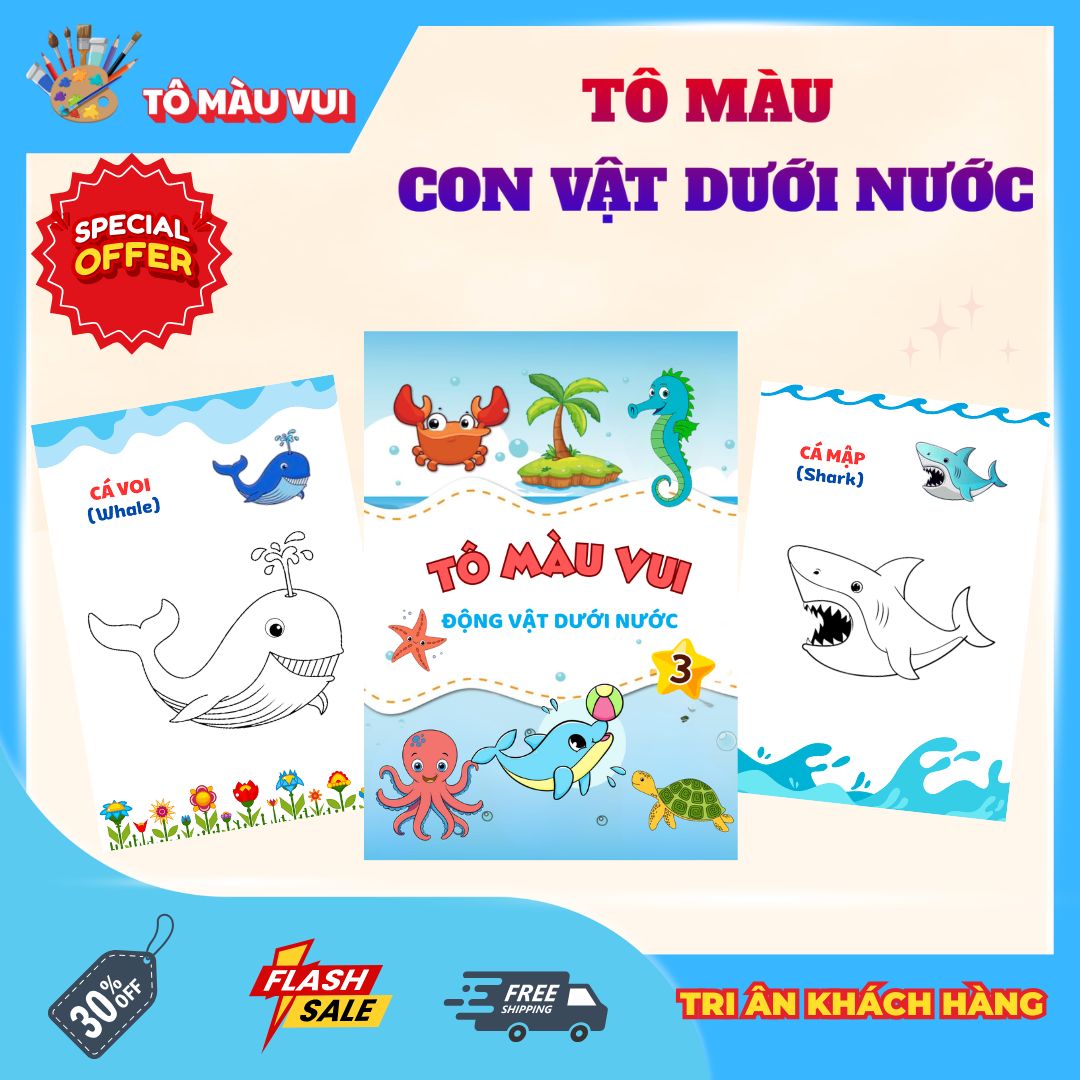 Vở tô màu động vật dưới nước