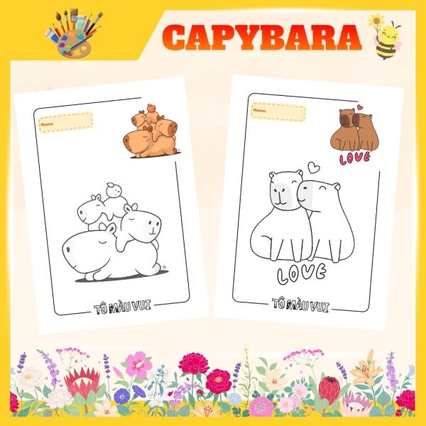 Vở tranh tô màu Capybara cho bé