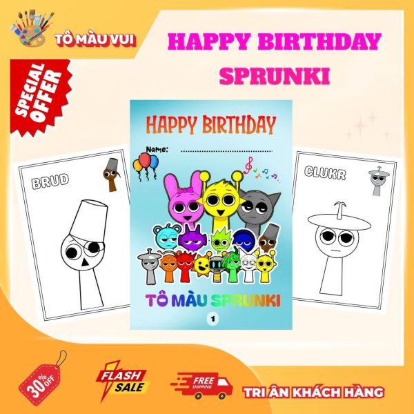 Tranh tô màu sprunki tập 1 chúc mừng sinh nhật