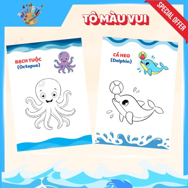 Tranh tô màu động vật dưới nước