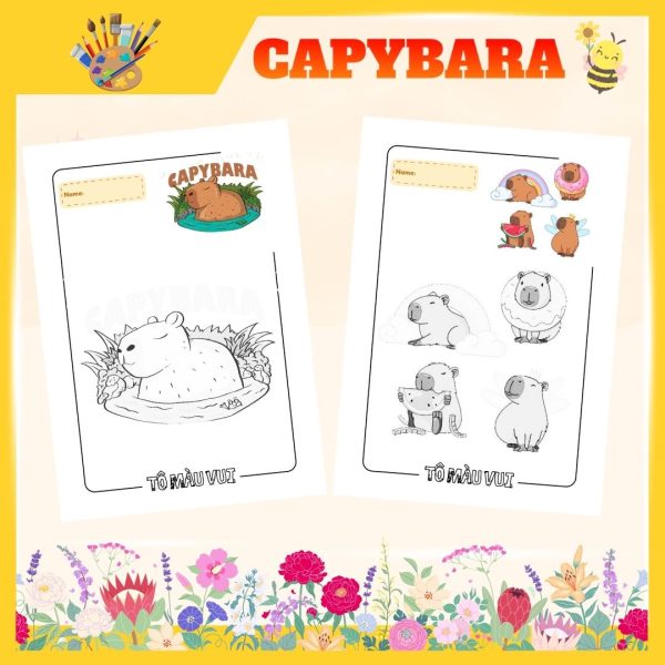 Sách tranh tô màu Capybara dễ thương