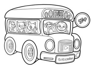 Tranh tô màu Cocomelon Wheels on the Bus
