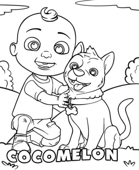 Bé mê mẩn tranh tô màu Cocomelon