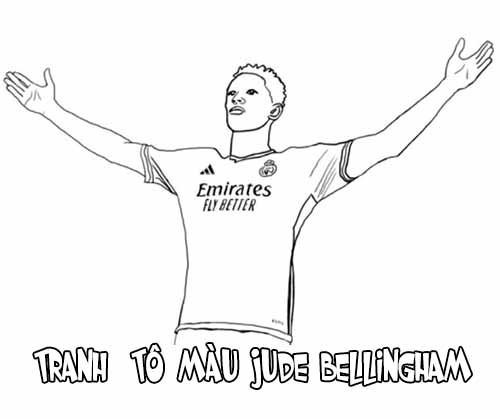 Jude Bellingham trên sân cỏ qua tranh tô màu đầy cảm hứng