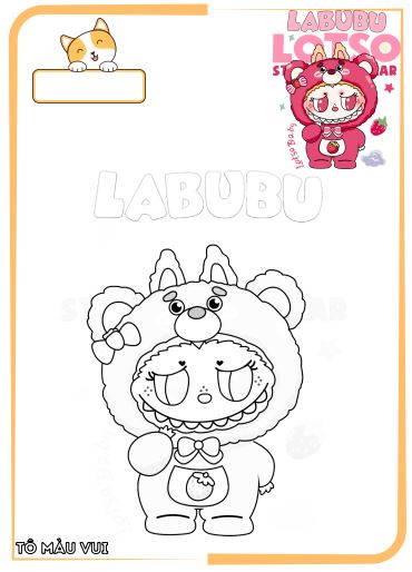 Tranh tô màu Labubu gấu dâu