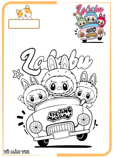 Hình tô màu Labubu hài hước