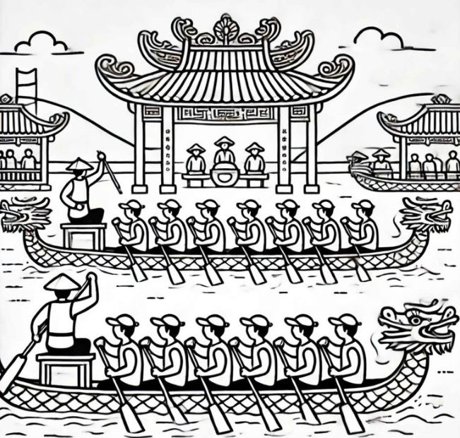 Khám phá bộ tranh tô màu Lễ hội Đua thuyền miễn phí tại Tomauvui.com