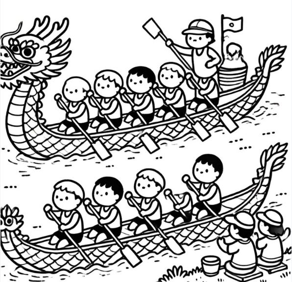 Tranh tô màu Lễ hội Đua thuyền