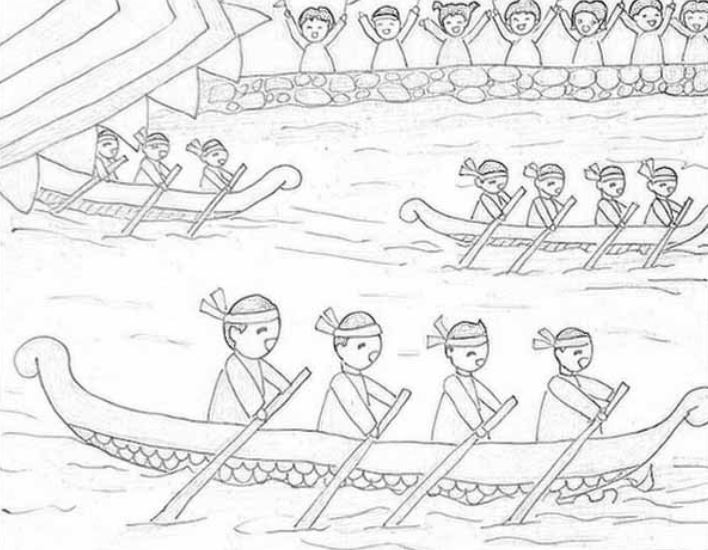 Tranh tô màu Lễ hội Đua thuyền đầy sống động