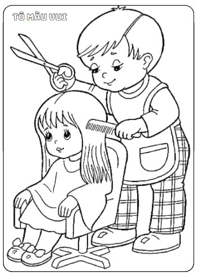 Bé làm Nghề Cắt Tóc