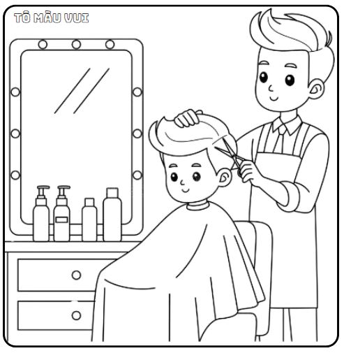 Tranh tô màu Nghề Cắt Tóc - Nghề Cầm đầu thiên hạ