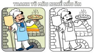 Tranh tô màu nghề nấu ăn có mẫu cho bé