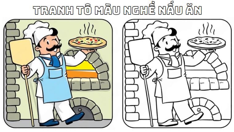 Tranh tô màu nghề nấu ăn có mẫu cho bé