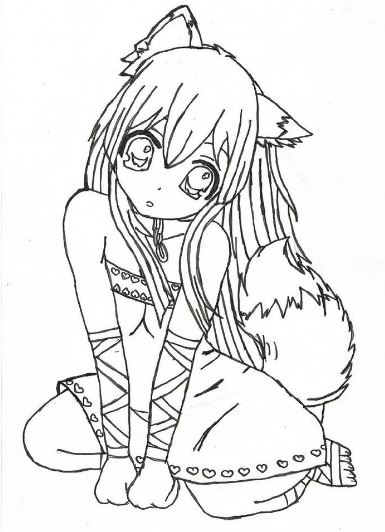 Tải tranh tô màu anime hồ ly miễn phí