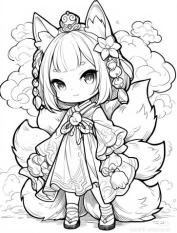 tô màu anime hồ ly mang đậm phong cách Nhật