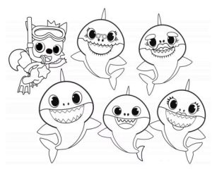 Tô màu Pinkpong và gia đình Shark