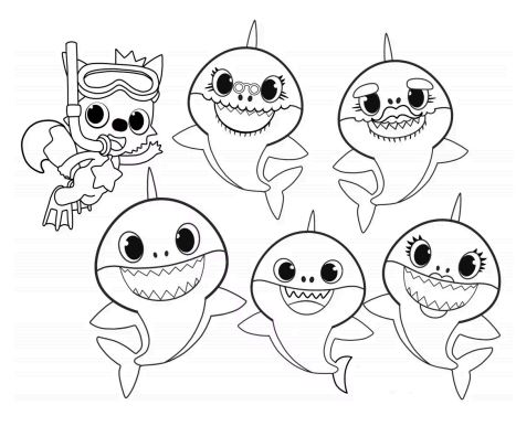 Tô màu Pinkpong và gia đình Shark