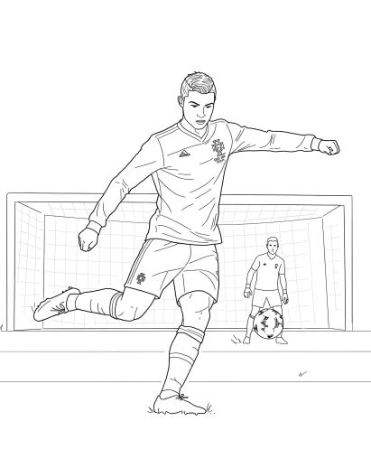 Hình Tô màu Ronaldo thực hiện cú sút xa