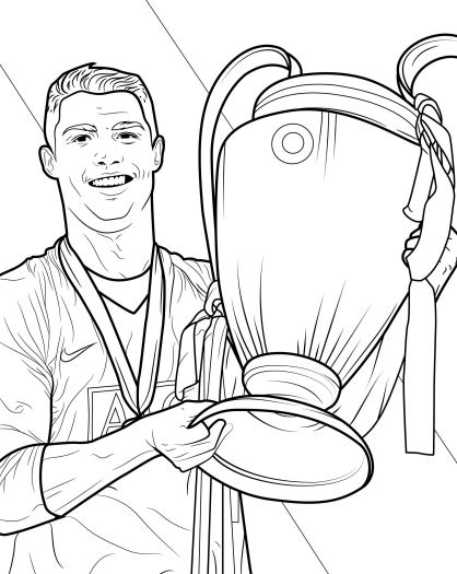 Tranh tô màu Ronaldo nâng cúp châu âu C1
