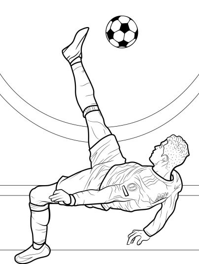 Tranh tô màu Ronaldo với động tác xe đạp chổng ngược