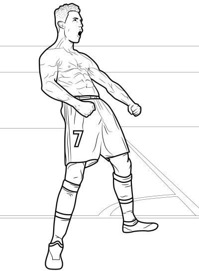 Tranh tô màu Ronaldo sút bóng mạnh mẽ
