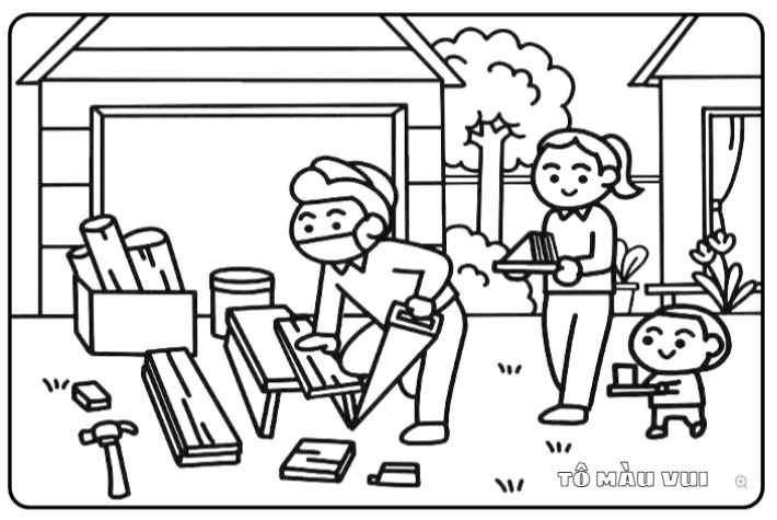 Bô xây dựng xưởng gỗ đáng yêu cho bé