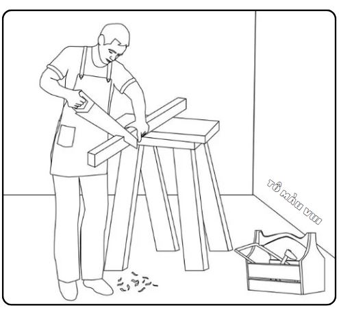 Khám phá nghề mộc qua tranh tô màu dễ thương