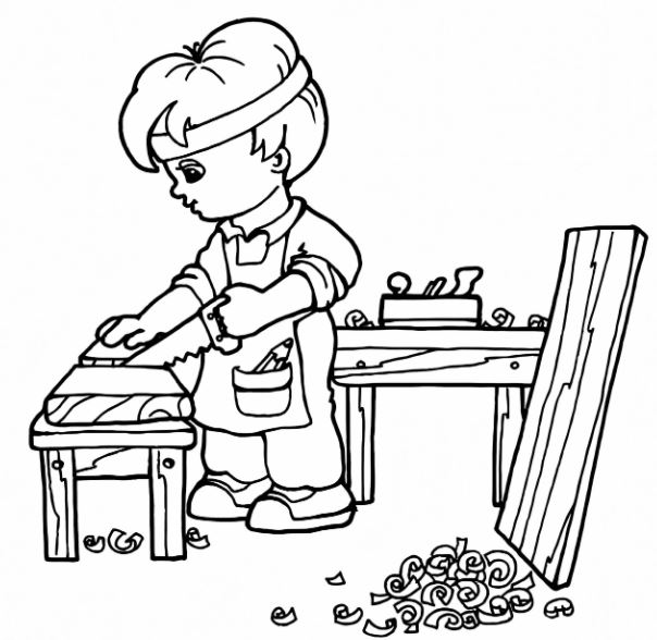 Bé yêu thử sức với tranh tô màu nghề mộc