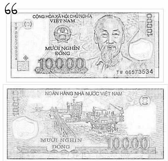 Tranh tô màu tờ 10.000 đồng