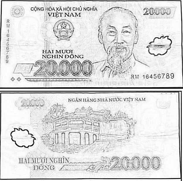 Tranh tô màu tờ 20.000 đồng