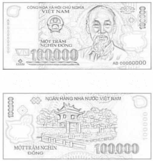 Tranh tô màu tờ 100.000 đồng
