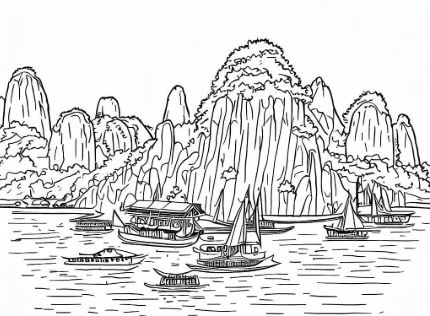Chọn tranh tô màu Vịnh Hạ Long phù hợp