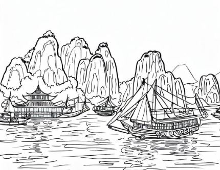 Sáng tạo cùng tranh tô màu Vịnh Hạ Long