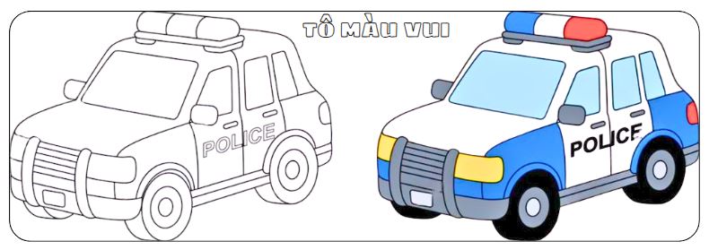 Tranh tô màu xe cảnh sát cho bé có mẫu