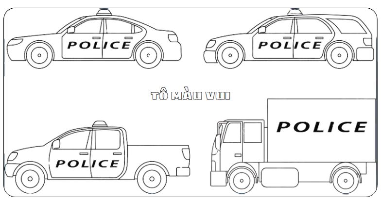 Tranh tô màu oto cảnh sát với nhiều loại