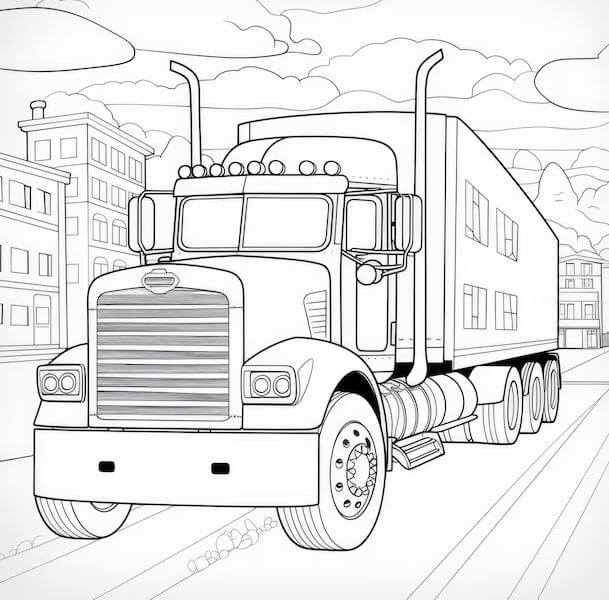 Bé học vận tải qua tranh tô màu xe container