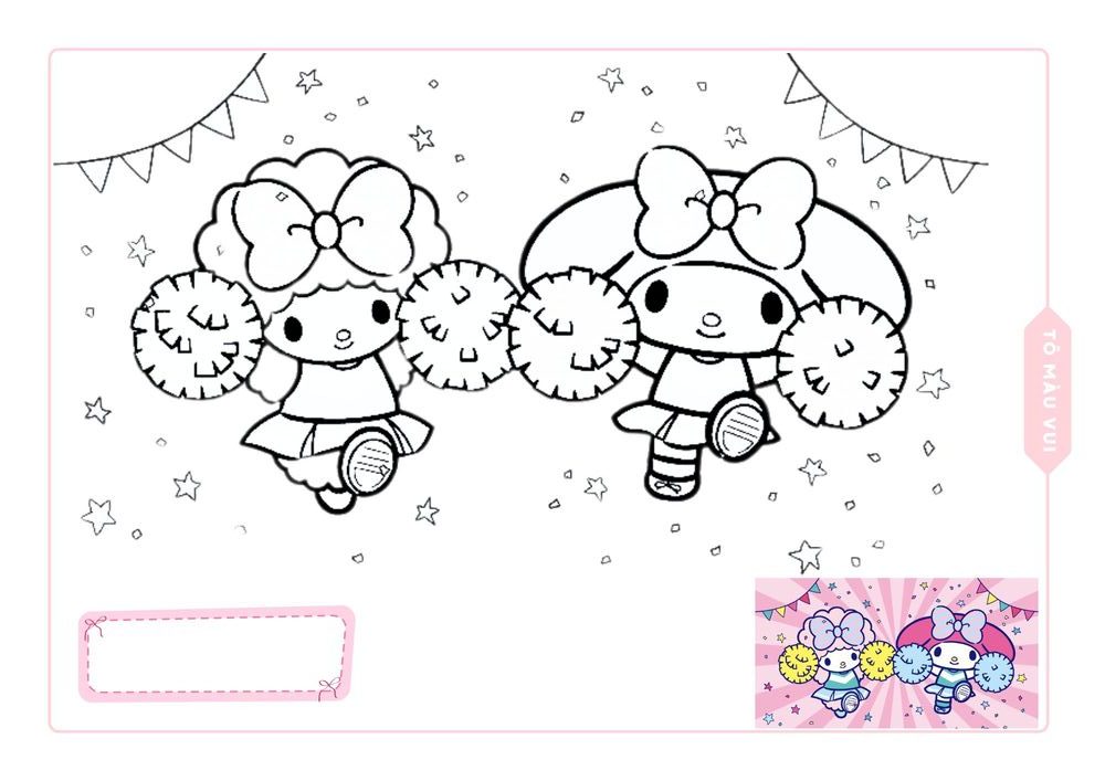 Hình tô màu My Melody có mẫu gợi ý