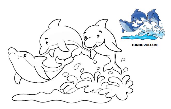 Tải tranh tô màu cá heo miễn phí tại nhà