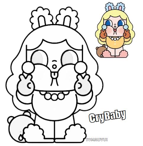 hình tô màu Crybaby siêu dễ thương