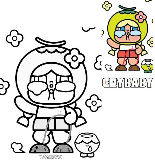 Tranh tô màu Crybaby rực rỡ nước mắt và hoa