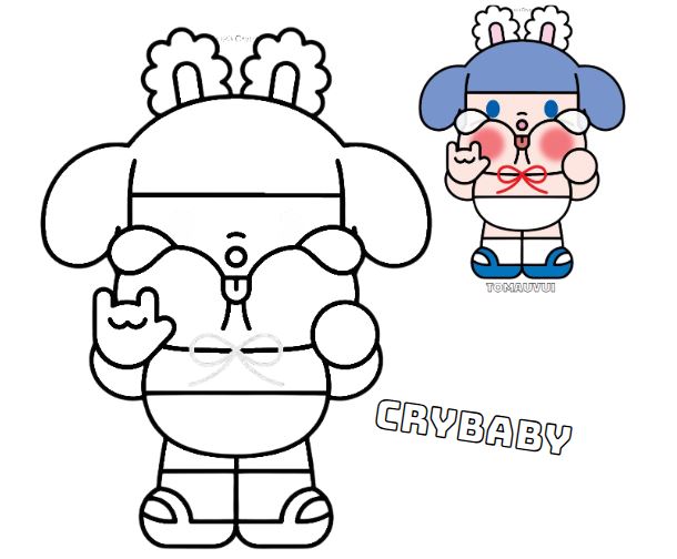 Tranh tô màu Crybaby siêu dễ thương