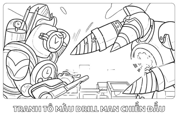 Tranh tô màu Drill Man và Clockman
