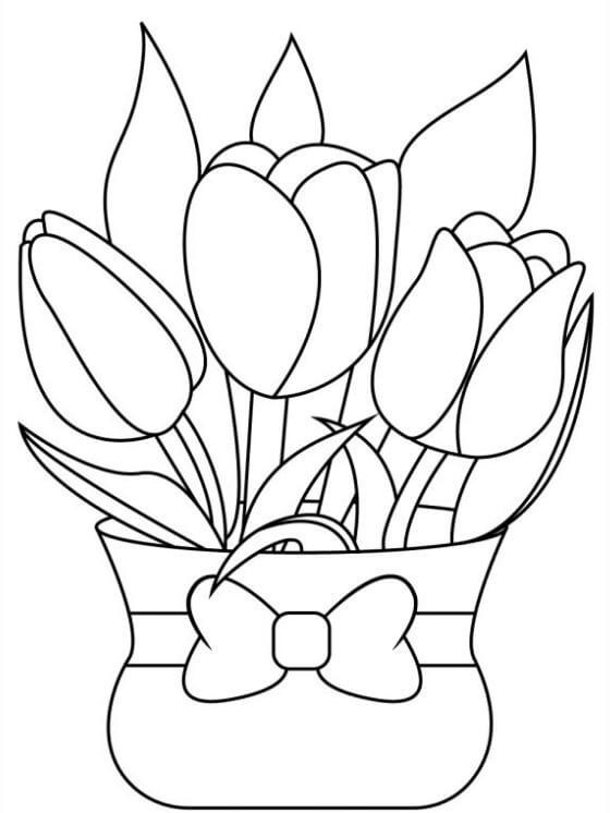 Tranh tô hoa tulip đẹp đơn giản