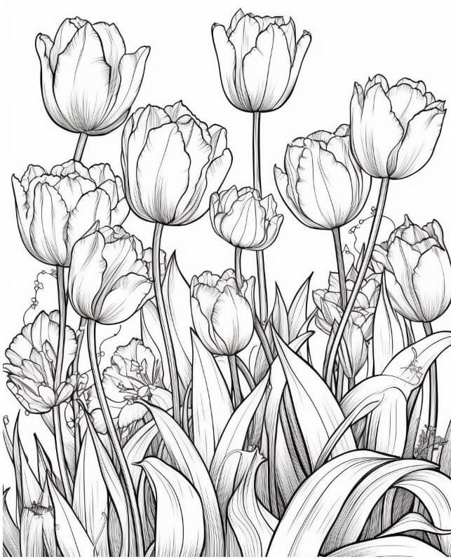 Tô màu hoa tulip – Kích thích trí tưởng tượng 
