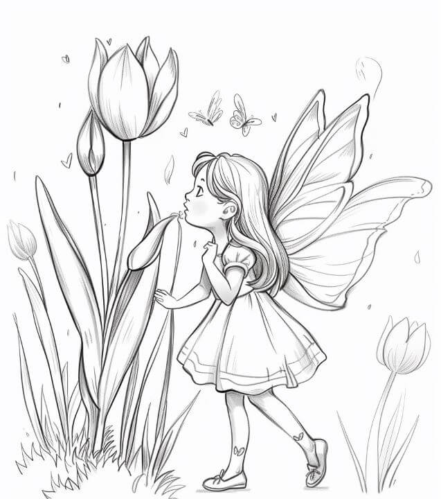 Bé sáng tạo với tranh tô màu hoa tulip
