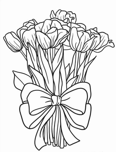 Bó hoa Tulip cần được tô màu